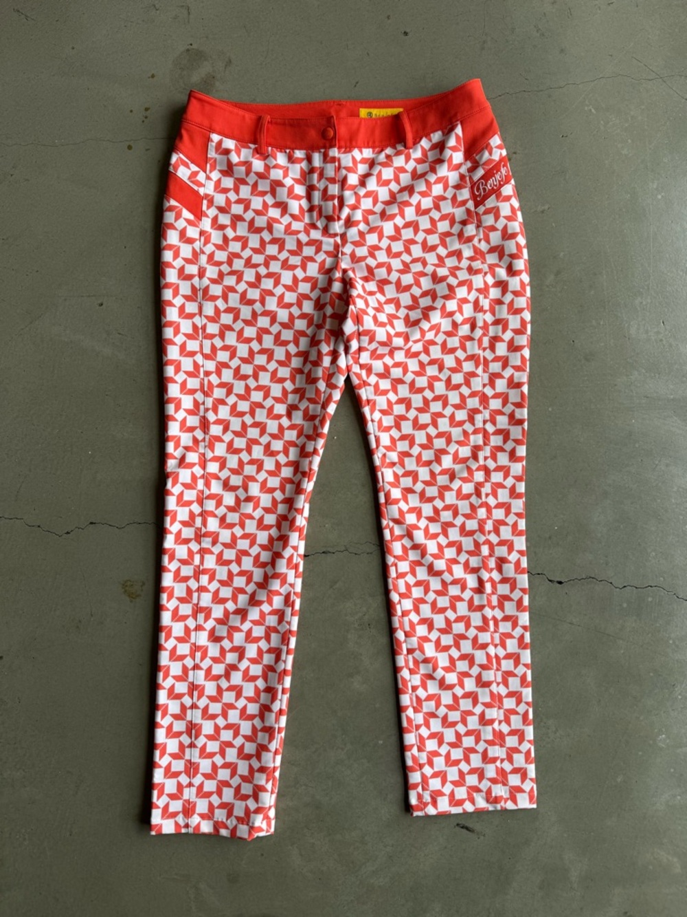 Benjefe / Geometric Print Golf Pants / orange / Korean golf
